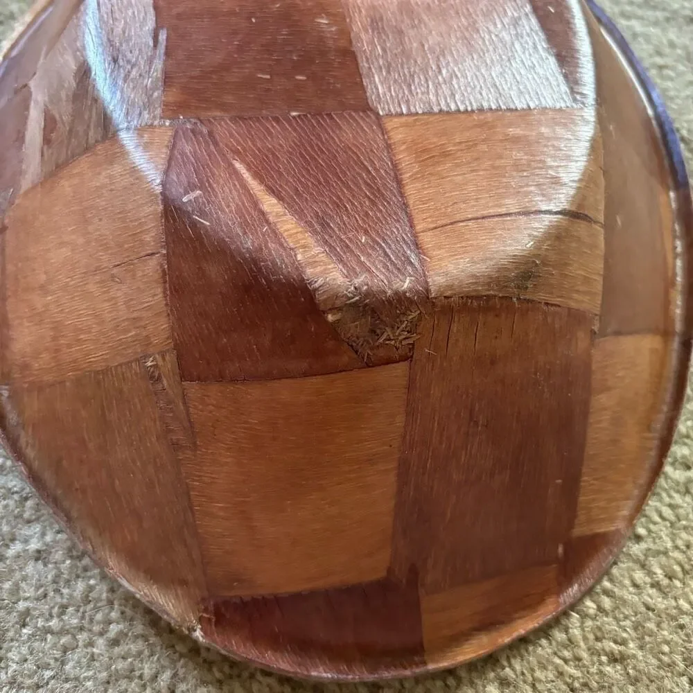 Vintage Weave Woven Wooden 12” x 8.5” Serving Bowl